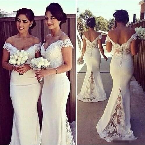 ANGELSBRIDEP Sweetheart Mermaid Bridesmaid Dresses Sexy Off-Shoulder Applique Floor-Length Formal Prom Party Gowns Hot Sale