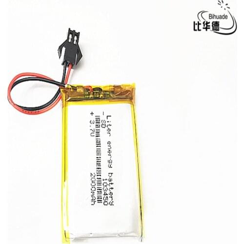 Good Qulity SM 2.54mm 2Pin 3.7V,2000mAH 103450 Polymer lithium ion / Li-ion battery for tablet pc BANK,GPS,mp3,mp4