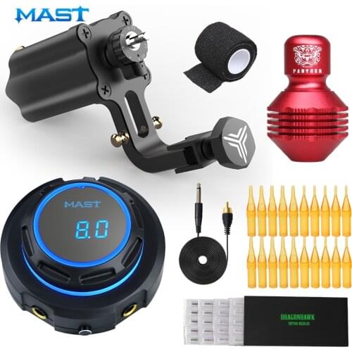 Professional Mast Adjustable Stroke 5mm RCA Direct Drive Rotary Tattoo Machine Set OLED Display Power Supply Supplies Kit