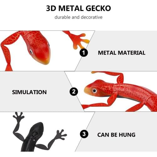 1Pcs Metal Gecko 3D Wall DIY Realistic Vivid Sculpture Gecko 3D Gecko Wall Art Decor Home Indoor Outdoor Hanging Ornament