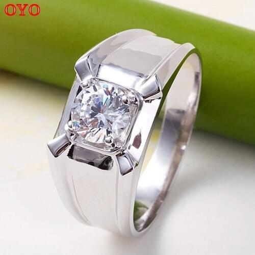 Real 925 sterling silver with zircon mens ring