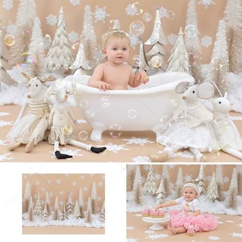 Merry Christmas Backdrop Pine Snowflake Winter Snow Christmas Tree Background Photography Background Newborn Portrait Studio