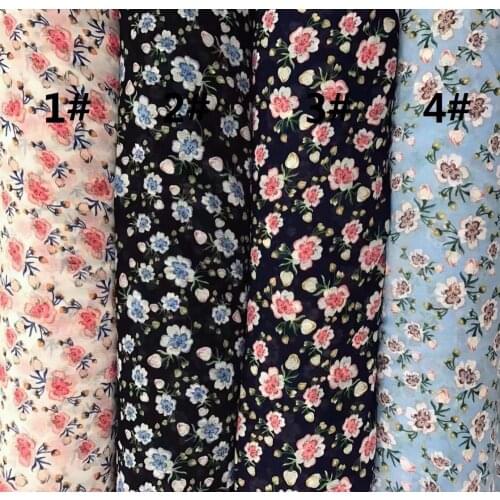 145cm width Chiffon crepe fabric small flowers pattern can see through for skirt suit-dress headband CH-7507