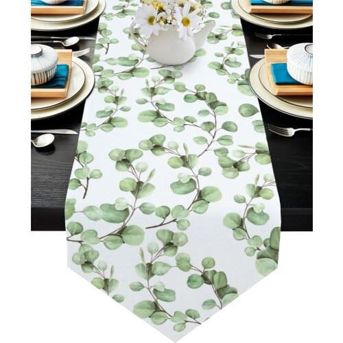 Eucalyptus Leaf Plant Table Runner Country Wedding Decor Cake Tablecloth Placemat Dinning Table Decoration Table Runners