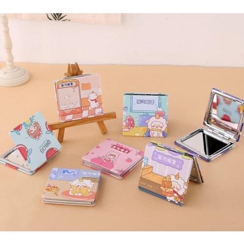 10 styles of mixed color folding double-sided mirror handheld makeup mirror portable and cute mini mirror