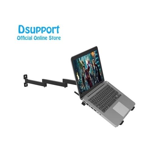 Foldable Wall Mount 17-27 inch Laptop Holder Two Arms Full Motion Laptop Cooler Retractable Notebook Hanger