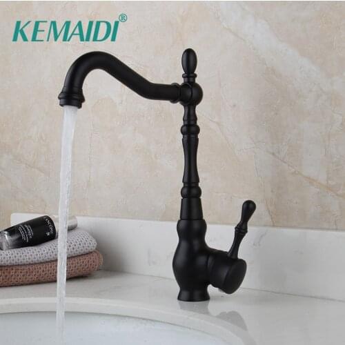 KEMAIDI Kitchen Faucet Basin Faucet Kitchen Water Faucets Basin Mixer Tap Faucet Solid Brass Matte Black Bathroom Deck Mounted