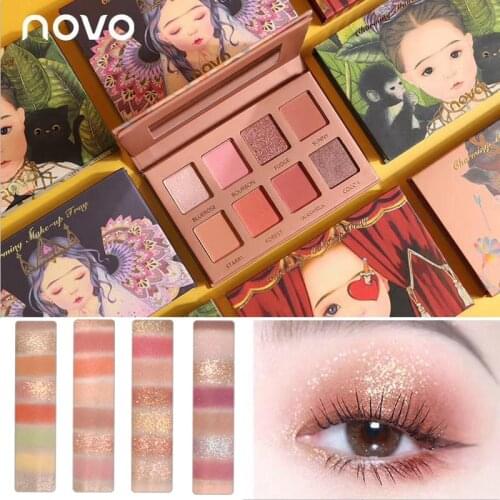 NOVO 8 Color Fairyland Galaxy Glitter Matte Eyeshadow Waterproof Long lasting Palette Nude Makeup Eye shadow Beauty Korean Style