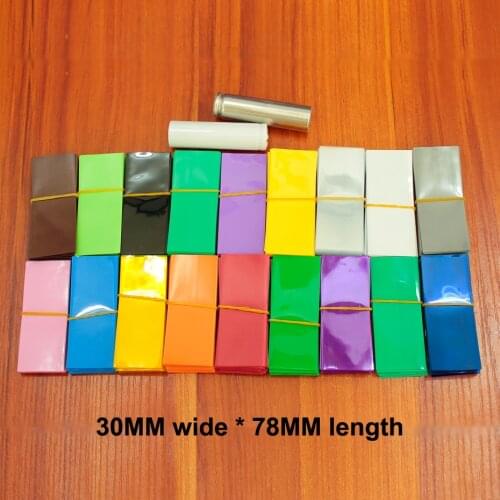 100pcs/lot 18650 Lithium Battery Pvc Heat Shrinkable Film Shrink Sleeve Skin Blue Fruit Green Red 30*78mm Long