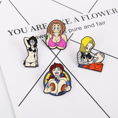 Funny bad girl revealing personality Funny metal pin character badge decoration clothes backpack with pins