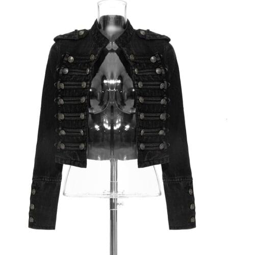 Streetwear Plus Size Loose Button Split Short Denim Jacket Women Fashion Spring Autumn 2021 Stand Collar Long Sleeve Jean Jacket