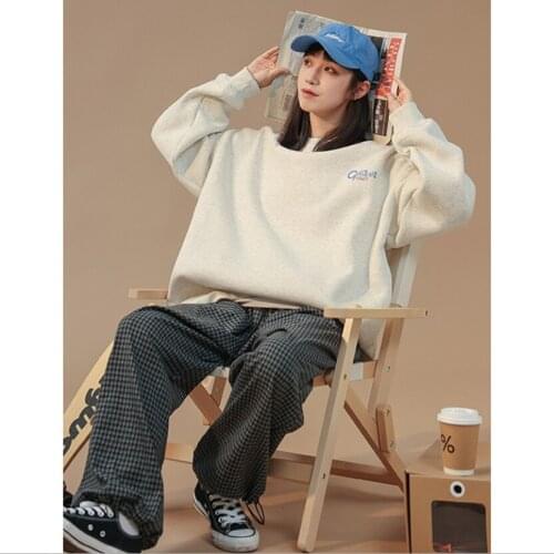 Spring Fall Hooded Round Neck Womens Sweaters Autumn Loose Printing Cool Lady Pullover Pink Grey Apricot Black Female Pullovers