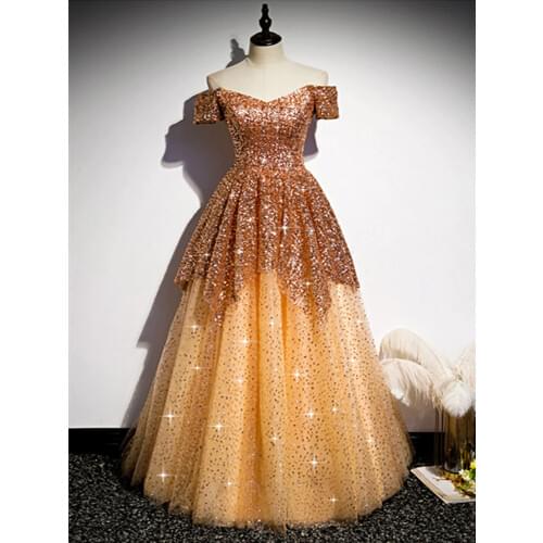 Fashion Vestido De Festa Sexy V-Neck Lace Up Evening Dress Robe De Soiree High Quality A-line Gold Long Evening Dresses Formal