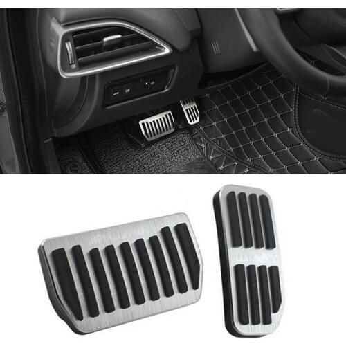 2pcs Aluminum Alloy Car Gas Brake Pedal Footrest For Jaguar XE XF F-PACE 2015- 2018 Non-Slip Strip Car Parts Accessories
