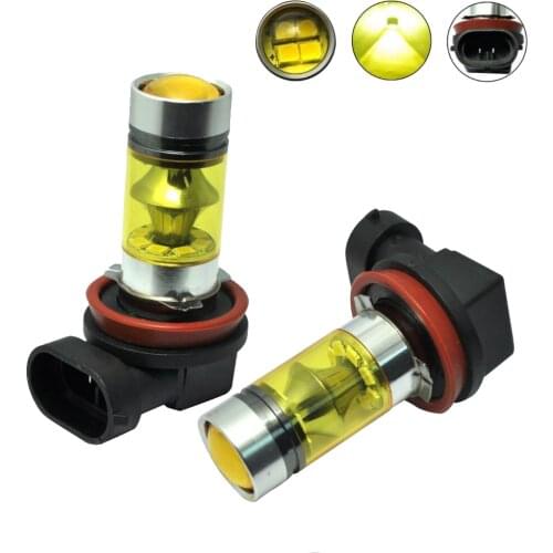 2pcs Car LED fog lamp H8 H11 100W 20LED Golden White light high fog lamp fog lamp For Audi A4 A3 Q5 Q7 BMW E46 E39 E90 E36 E34