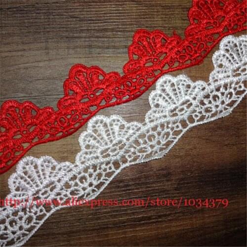 Delicate 2Yards Red Ivory Wedding Flower Venice Lace Trim Polyester Applique Sewing Trims Craft 1.5cm LW0018