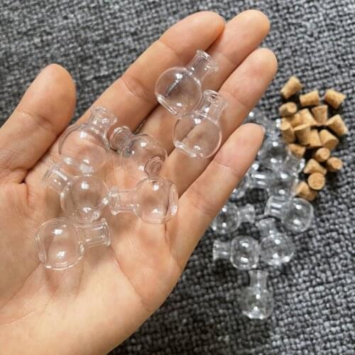 20-1000pcs Mini Potion Round Ball Glass Empty Sample Jars Wishing Bottle Empty Storage Vials DIY Pendant Cork Stopper Home Decor