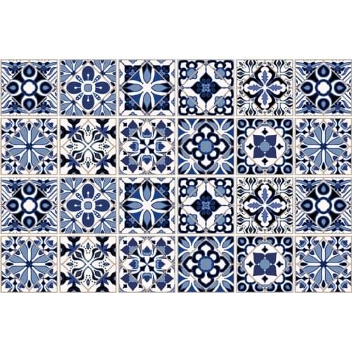 24pcs Backsplash Tile Stickers Peel Stick Floor Stair Decals Waterproof Removable Wall Murals for Bathroom Kitchen
