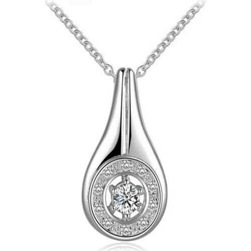 AAA CZ Stone 925 Sterling Silver colorNecklaces Flickering with Water Drop Pendant Necklaces
