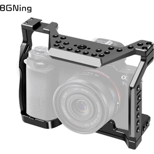 Aluminum Camera Cage for Sony A7S with Cold Shoe Mount Black Protective Full Formfitting Rig for A7S DSLR 1/4" 3/8" Screw Hole