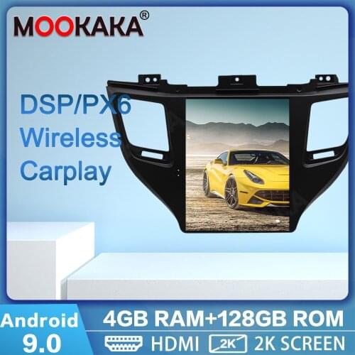 PX6 Android 9.0 4+128G Tesla Screen Car GPS Navigation for Hyundai Tuscon 2015-2018 Multimedia DVD Player Auto Stereo Head Unit