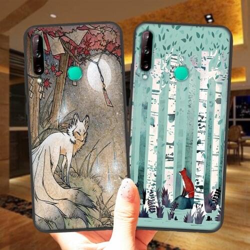 Birches Wish Kitsune Fox Deer Phone Case For Huawei Mate 20 10 P10 P20 P30 P40 Lite E Pro P30Lite P20Lite Black Silicone Cover