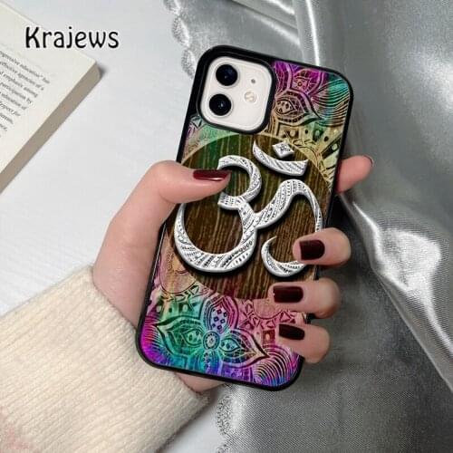 Krajews Aum om Namaste symbol floral zen yoga coque Phone Case for iPhone 12 mini 5 6S 7 8 PLUS X XS XR 11 PRO MAX SE 2020 Cover