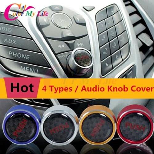 Color My Life Aluminum Car Audio Switch Control Knob Protection Cover Sticker for Ford New Fiesta Ecosport Everest Accessories