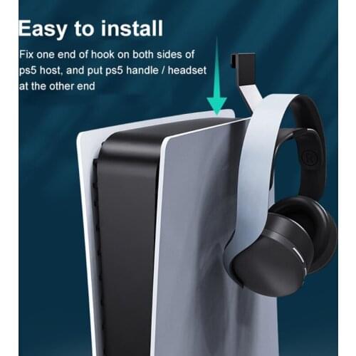 Controller Holder Console Mount for Play-station 5/PS5，Headsets Headphone &Controller Holder Non-Slip Design(2 Pcs)