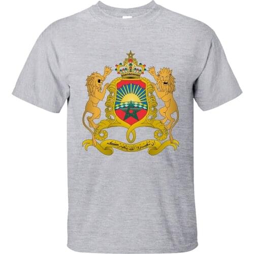 T Shirt Men Tees Brand Clothing Funny Mens Funny Harajuku Tshirt Sleeve Coat of Arms of Morocco Mens Cool T-shirt