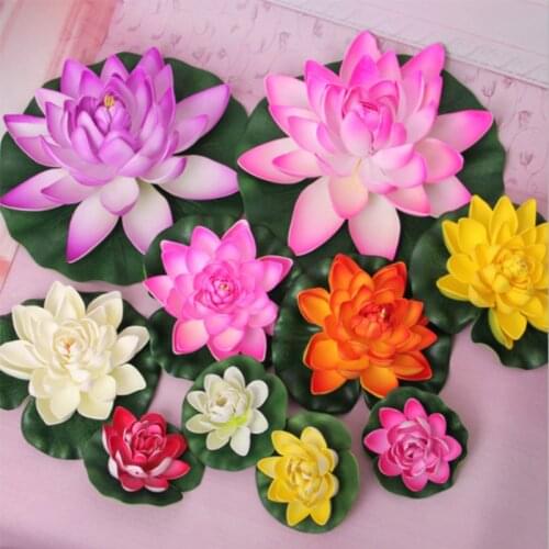 10/18/28CM Artificial Fake Foam Lotus Leaf Lily Flowers Water Floating Wedding Garden Pond Flowers Waterproof Decoration