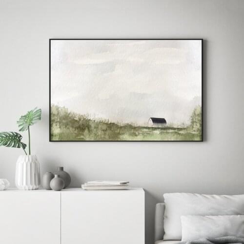 Barn Wall Art Picture Rural Natural Landscape Painting Minimalist Canvas Posters and Prints Farmhouse Decorative for Living Room