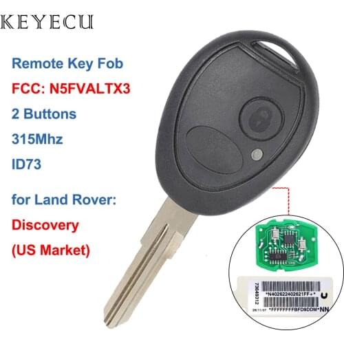 Keyecu Remote Car Key Fob 2 Buttons 315MHz / 433Mhz ID73 Chip for Land rover Discovery 1999 2000 2001 2002 2003 2004 - N5FVALTX3