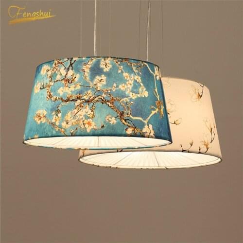 Chinese Classical Fabric Led Pendant Lights Lighting Loft Dinning Room Restaurant Pendant Lamp Modern LED Hanging Lamp Luminaria