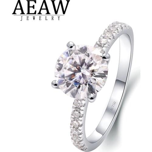 14k White Gold Round Excellent Cut 8.0mm 2.0Carat Moissanite Engagement Ring DF Color VVS1 Pave Setting Fine Jewelry for Women