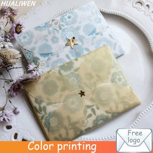 Bronzing gold retro pattern with souvenir message book handwritten card sulfuric acid paper transparent envelope