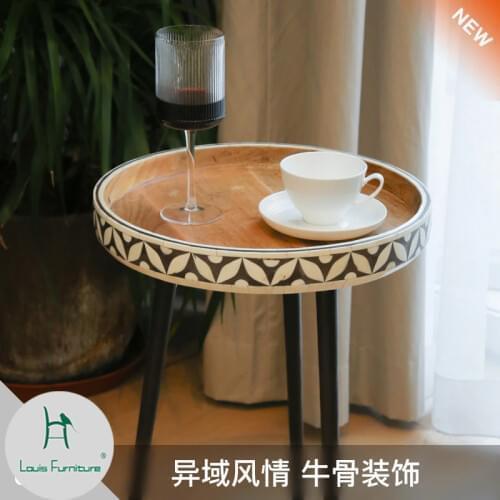 Louis Fashion Coffee Tables Cow bone inlaid corner a few simple tea living room balcony Nordic small round