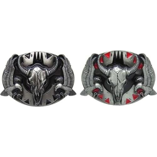 Mens' Belt Buckle Eagle 3D Cow Head Western Cowboy Pin Buckles Oval Jeans Buckle Jewelry