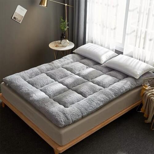 Soft Lamb cashmere Fold Tatami Mattress Adults Single Double bedroom Bedding Mattress Topper Tatami Thick Warm Mat With Straps