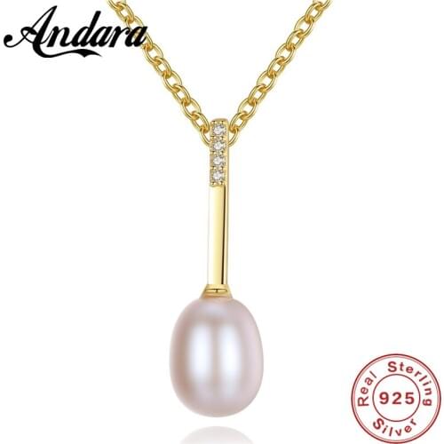Delicate Elegant Gold Color 100% Natural Pearl Pendant Necklace For Women Party Luxury Jewelry