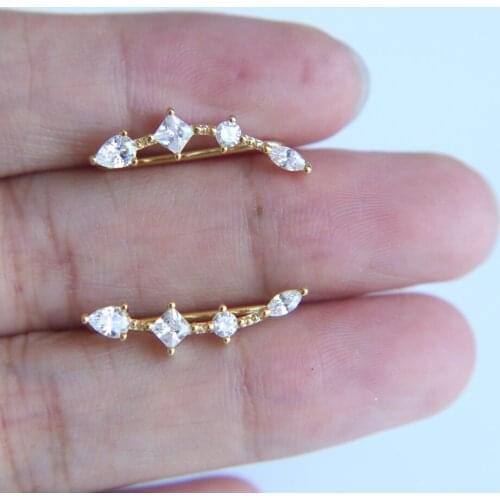 New fashion Wedding Ear Wrap filigree cuff Earring paved Crystal Earrings For Woman tree shape Zircon Climber Earrings Jewelry