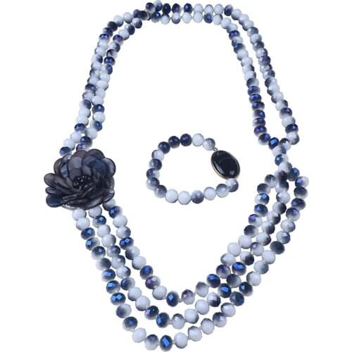 New unique galaxy crystal necklace bracelet jewelry set gradient crystal stretch bracelet beaded jewellery bijoux for women