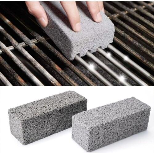 L 2Pcs BBQ Grill Cleaning Brick Block Barbecue Cleaning Stone BBQ Racks Stains Grease Cleaner BBQ Tools Kitchen Gadgets