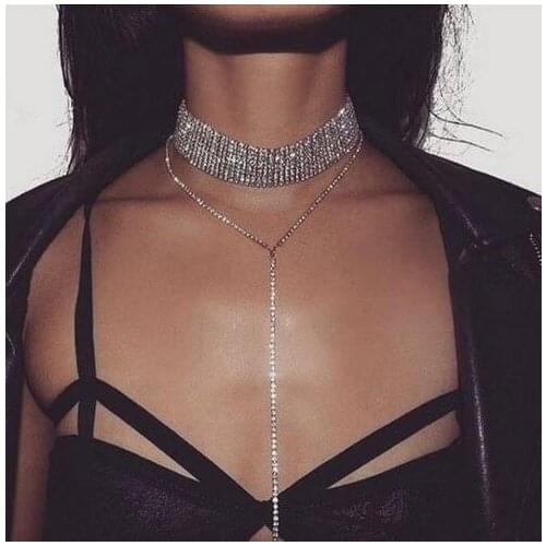 Europeans and Americans exaggerated retro brand Necklace Alloy multi-layer full drill Necklace