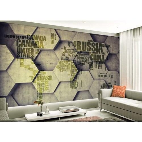 Custom photo wallpaper retro stripes board English alphabet map Cafe casual bar KTV bedroom living room hotel wallpaper mural