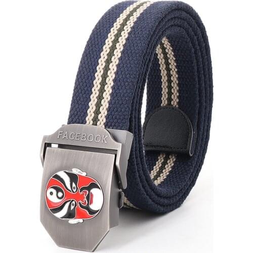 FLYING ART Tactical Casual Durable Thick Cotton Belt Alloy Buckle Retro Chinese Style Fashion Youth Men Belt