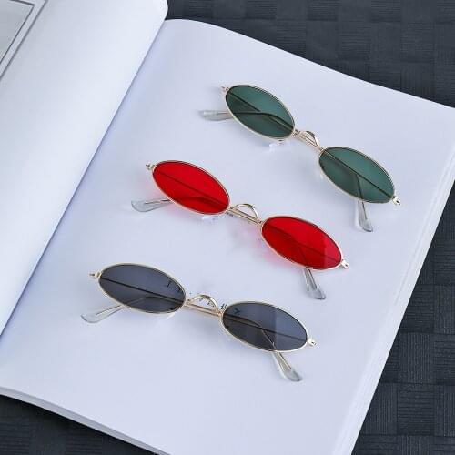 1PC Retro Fashion Oval Design Metal Small Frame Sunglasses Vintage Black Shades Trendy Sun Glasses for Men Women Eyewear Lunette