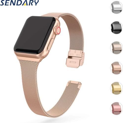 Slim Watch Band for Apple Watch SE 6/5/4 40MM 44MM Metal Bracelet Loop Strap for iWatch Series 3/2/1 38MM 40MM Wrist Watchband