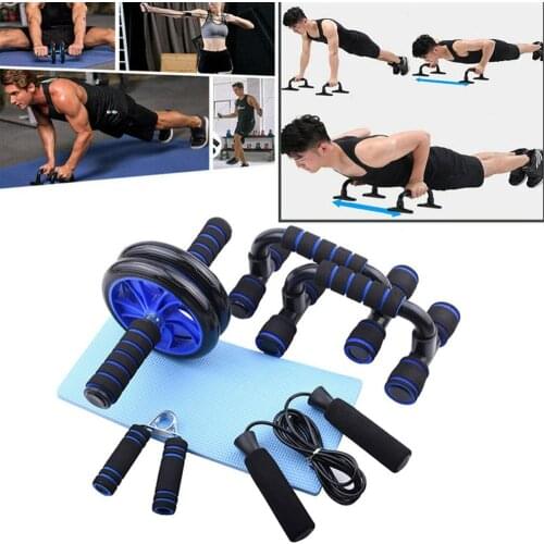AB Wheel Roller Push Up Bar Jump Rope Fitness Workout Trainer Abdominal muscle exerciser Slim lose weight Gym Home Set