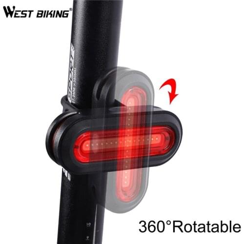 WEST BIKING 180 Lumens Bicycle Tail Light USB Rechargeable LED Chip COB Light Bike Accessories 6 Mode Cycling Safety Taill Light